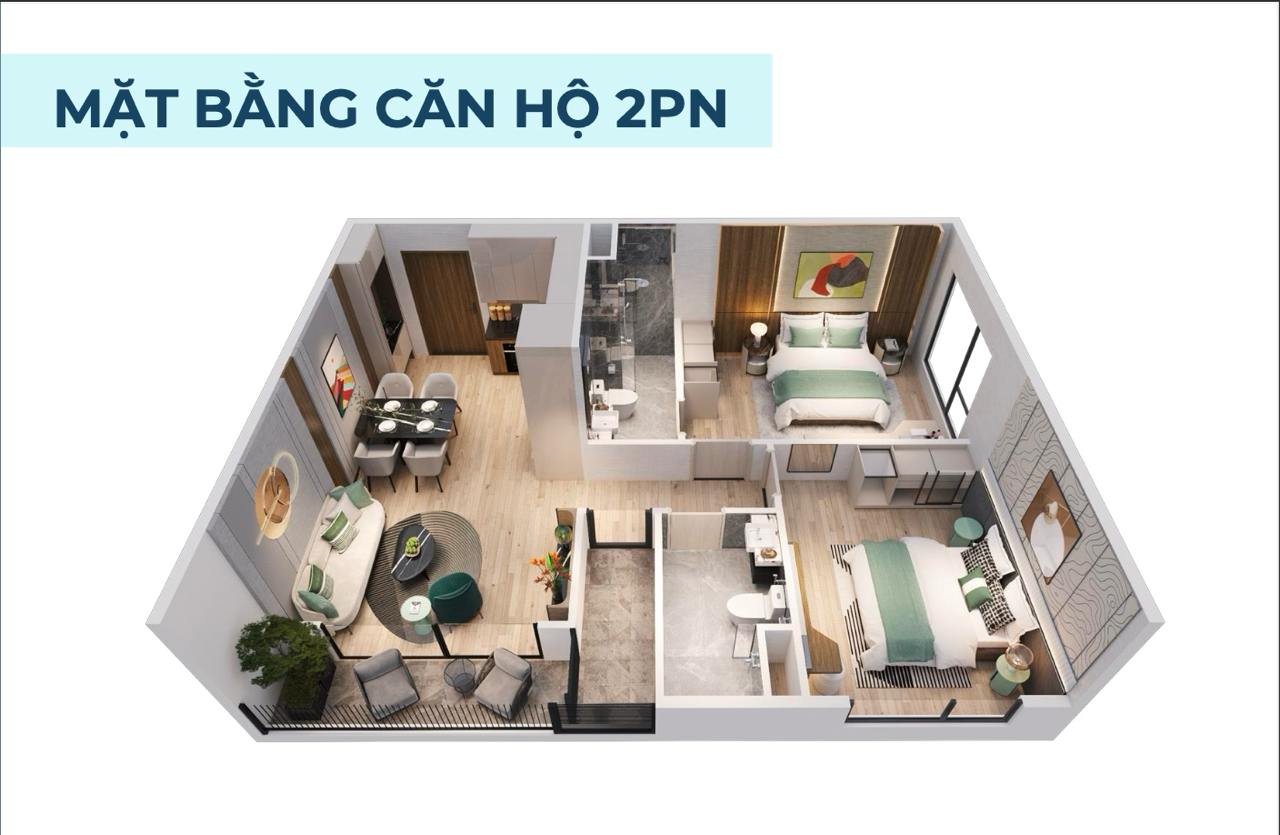 Mặt bằng căn hộ 2 phòng ngủ Sun Vũng Tàu