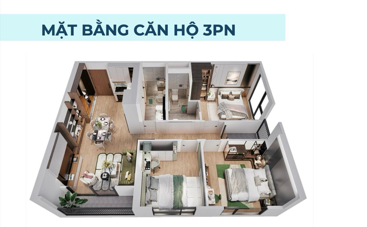 Mặt bằng căn hộ 3 phòng ngủ Sun Vũng Tàu